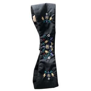 Obermeyer Black Floral Embroidered Ear Warmer Headband Adjustable O/S Ski